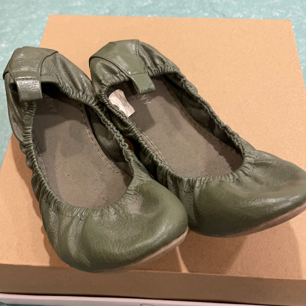 Green Pleather Flats